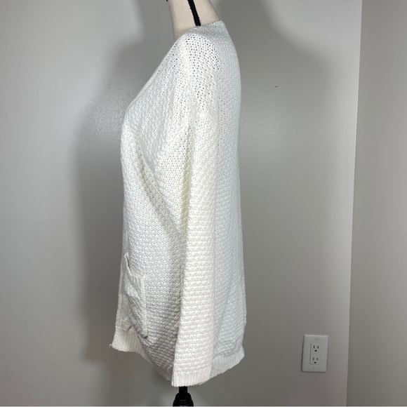 Grecerelle Ivory White Cable Knit Open Front Long Sleeve Cardigan Sweater XL - Picture 6 of 11